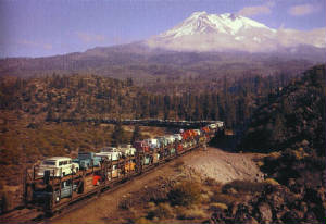 Southern Pacific Railroad Trainload of Trucks Photo